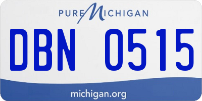 MI license plate DBN0515
