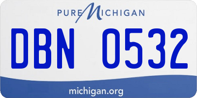 MI license plate DBN0532