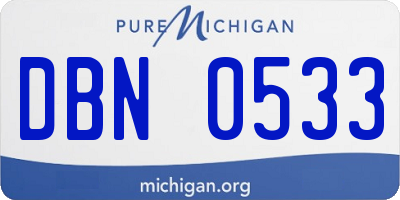 MI license plate DBN0533