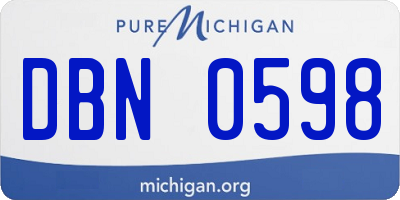 MI license plate DBN0598