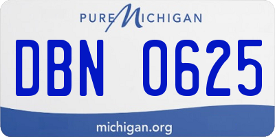 MI license plate DBN0625