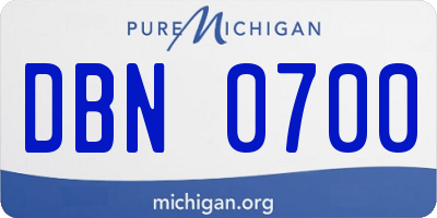 MI license plate DBN0700