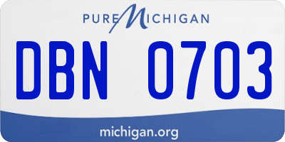 MI license plate DBN0703