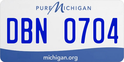 MI license plate DBN0704