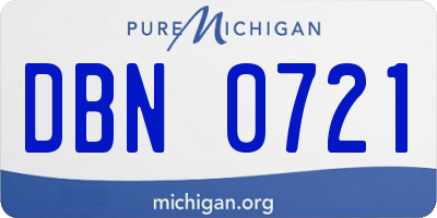 MI license plate DBN0721