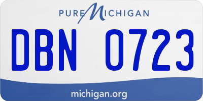 MI license plate DBN0723