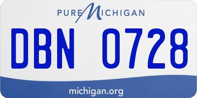 MI license plate DBN0728