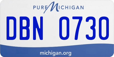 MI license plate DBN0730