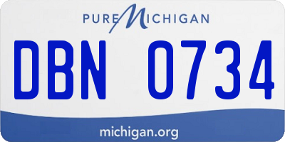 MI license plate DBN0734
