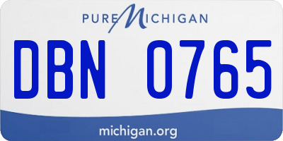 MI license plate DBN0765