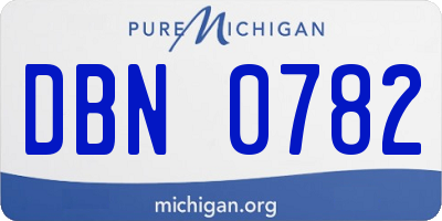 MI license plate DBN0782