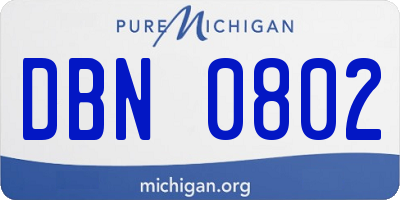 MI license plate DBN0802