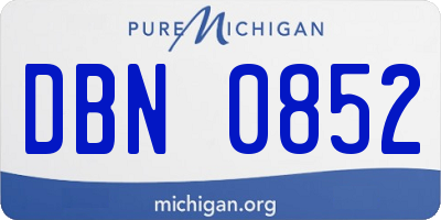 MI license plate DBN0852