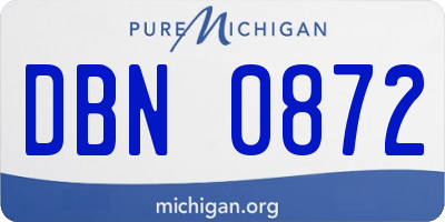 MI license plate DBN0872