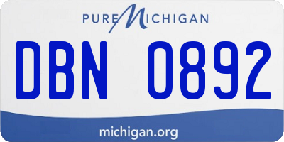 MI license plate DBN0892