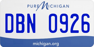 MI license plate DBN0926