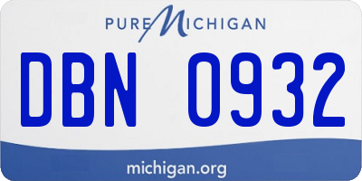 MI license plate DBN0932