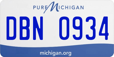 MI license plate DBN0934