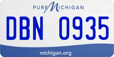 MI license plate DBN0935