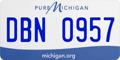 MI license plate DBN0957