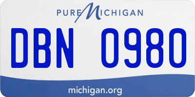 MI license plate DBN0980