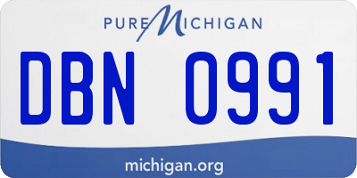 MI license plate DBN0991