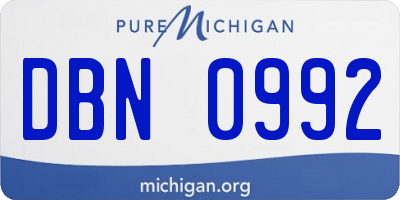MI license plate DBN0992