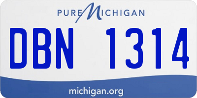 MI license plate DBN1314