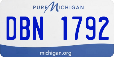 MI license plate DBN1792