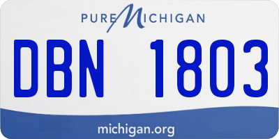 MI license plate DBN1803