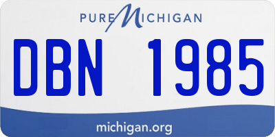 MI license plate DBN1985