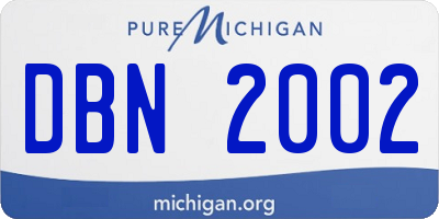 MI license plate DBN2002