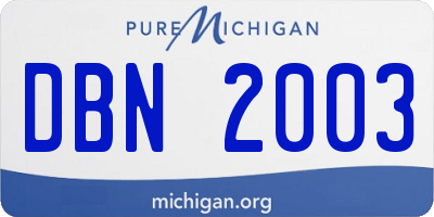 MI license plate DBN2003