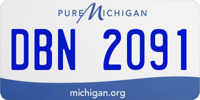 MI license plate DBN2091