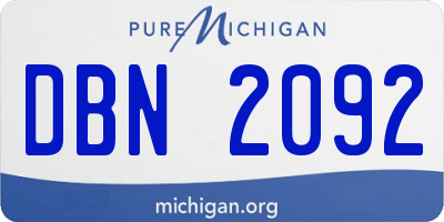 MI license plate DBN2092