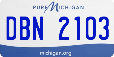 MI license plate DBN2103