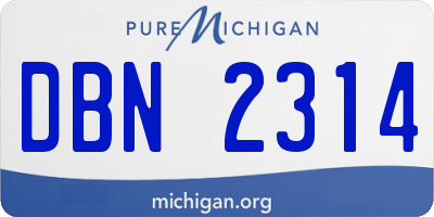 MI license plate DBN2314