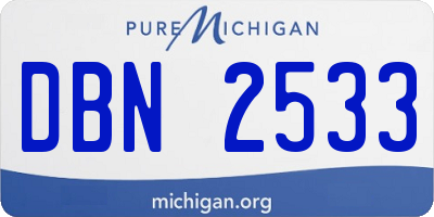 MI license plate DBN2533