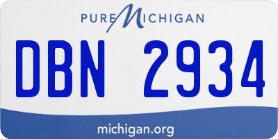 MI license plate DBN2934