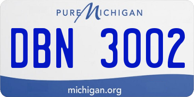 MI license plate DBN3002
