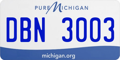 MI license plate DBN3003