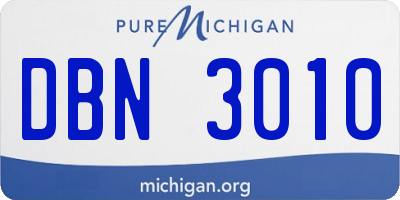 MI license plate DBN3010