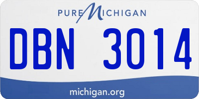 MI license plate DBN3014