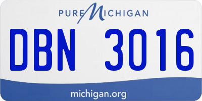 MI license plate DBN3016