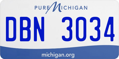 MI license plate DBN3034
