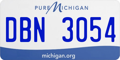 MI license plate DBN3054