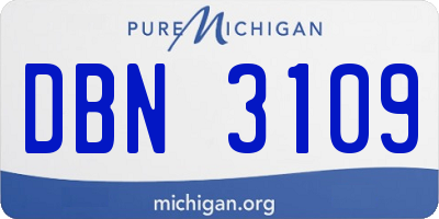 MI license plate DBN3109