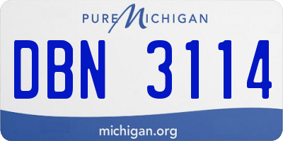 MI license plate DBN3114