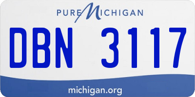 MI license plate DBN3117