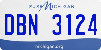 MI license plate DBN3124